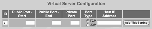Virtual Server Settings