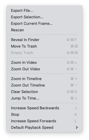 SecuritySpy Browser Menu