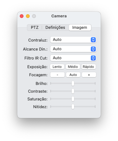 Controle de Câmera - Configurações de Imagem