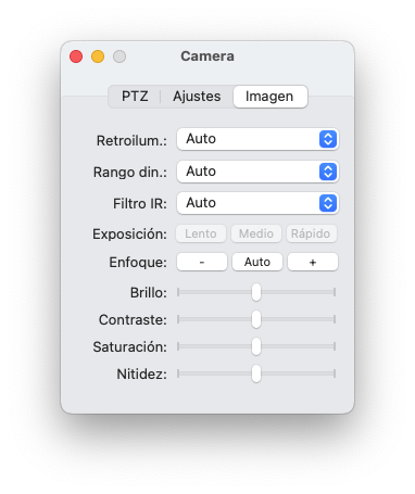 Control de Cámara - Configuración de Imagen